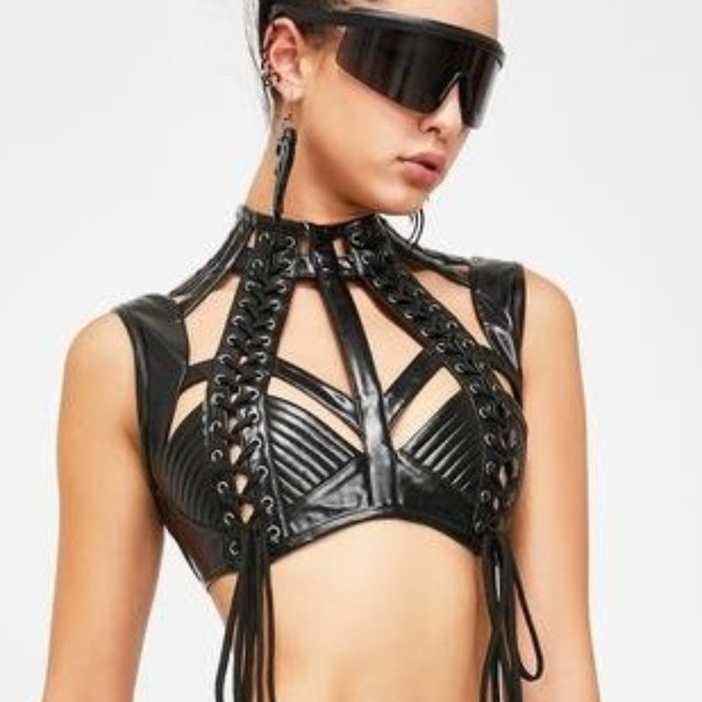NWT Dolls Kill Club Exx Rude Awakening harness top